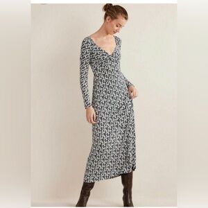 Boden Blue and White Long Sleeve Dress
